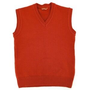 Balandi Mens Wool Blend V-Neck Sweater Vest Orange Knit‎ Size S/M Turkey